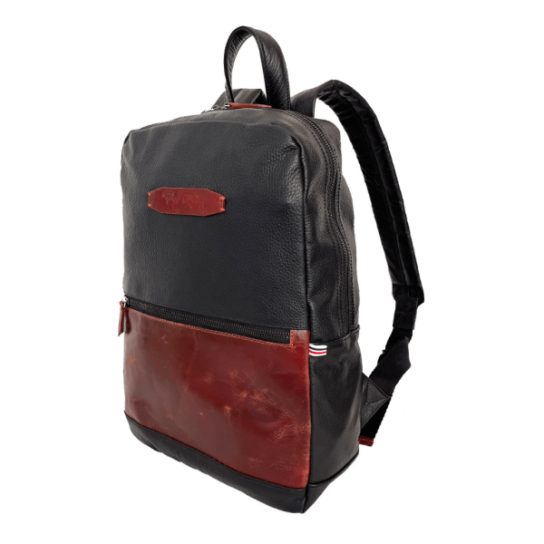 Backpack Coupé 100% LEATHER- White Label- Black with Red Color